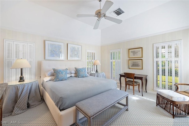 3323 Gin Ln, Naples, FL 34102 - bedroom with baseboards, ceiling fan, and carpet