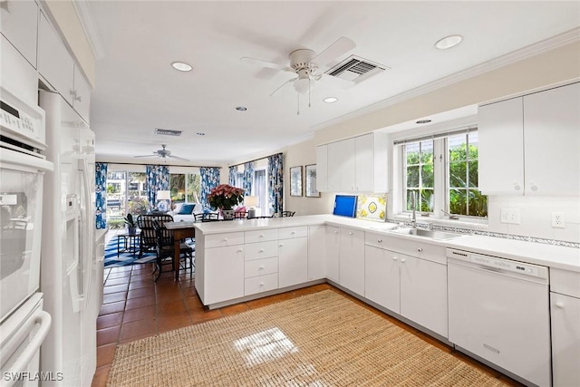 3323 Gin Ln, Naples, FL 34102 - kitchen with dishwasher, a ceiling fan, plenty of natural light, a sink, and crown molding