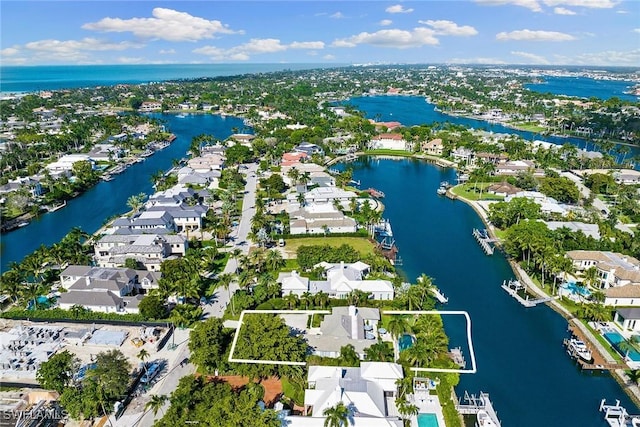 3323 Gin Ln, Naples, FL 34102 - aerial view of property and surrounding area with a large body of water and nearby suburban area