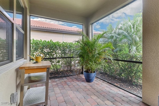 view of unfurnished sunroom