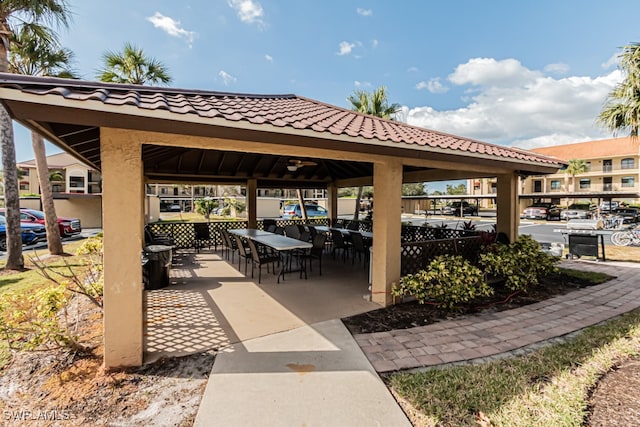 view of patio featuring a gazebo