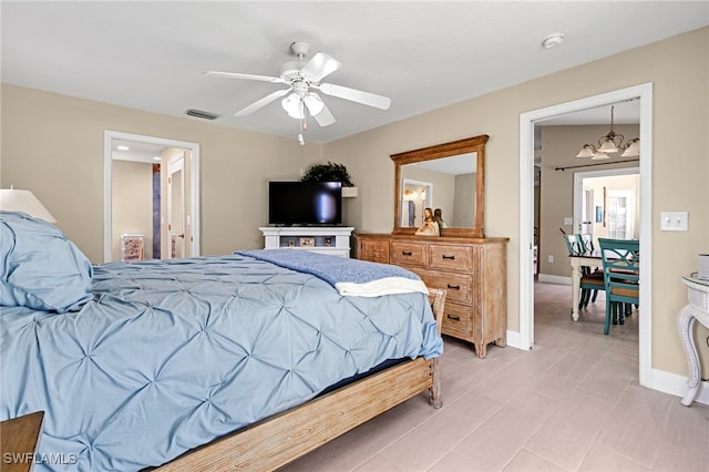 bedroom featuring ceiling fan