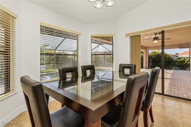 tiled dining area featuring a wealth of natural light