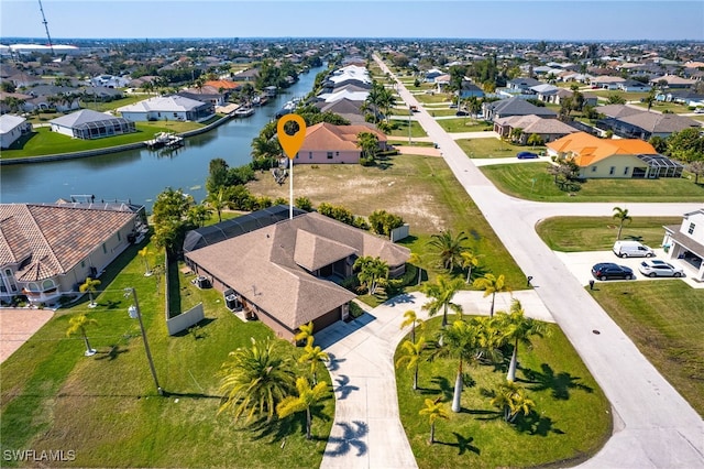 bird's eye view featuring a water view