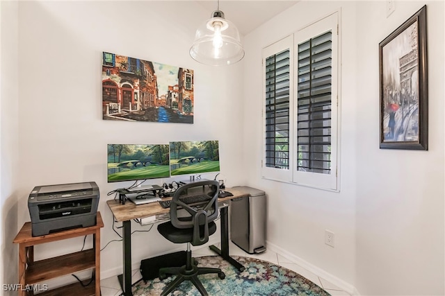 view of tiled home office