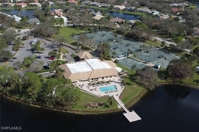 4632 Shearwater Ln, Naples, FL 34119 - aerial view of property and surrounding area with a nearby body of water, nearby suburban area, and a pool