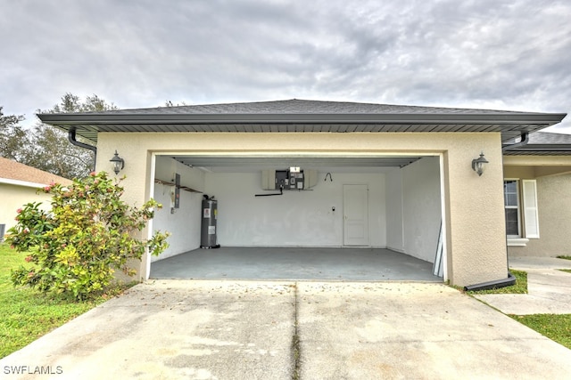 garage with electric water heater