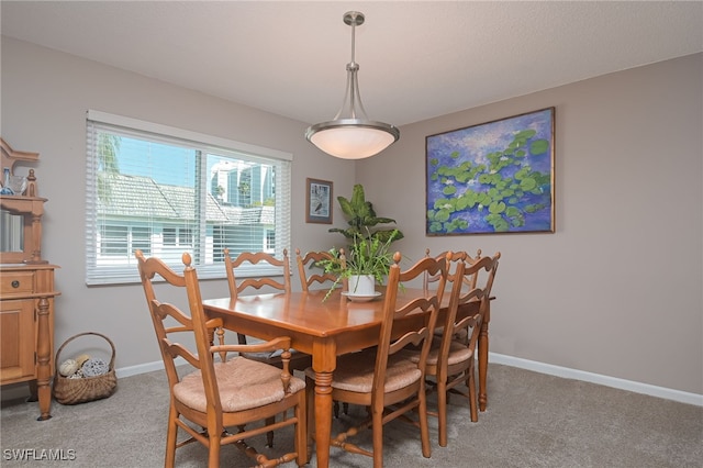 view of carpeted dining room