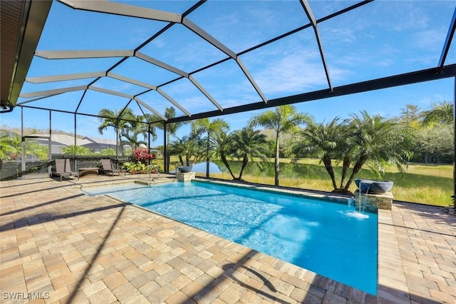 pool featuring a patio area and a lanai