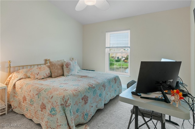 bedroom featuring carpet and ceiling fan