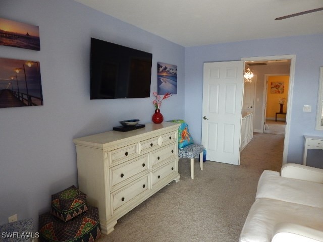 living room with light colored carpet