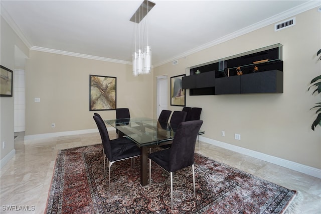 dining area featuring ornamental molding