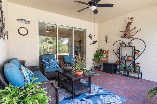 view of patio with ceiling fan