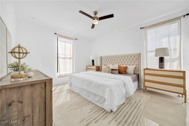 bedroom featuring ceiling fan