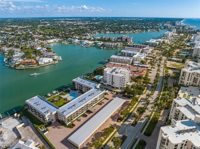 bird's eye view featuring a water view