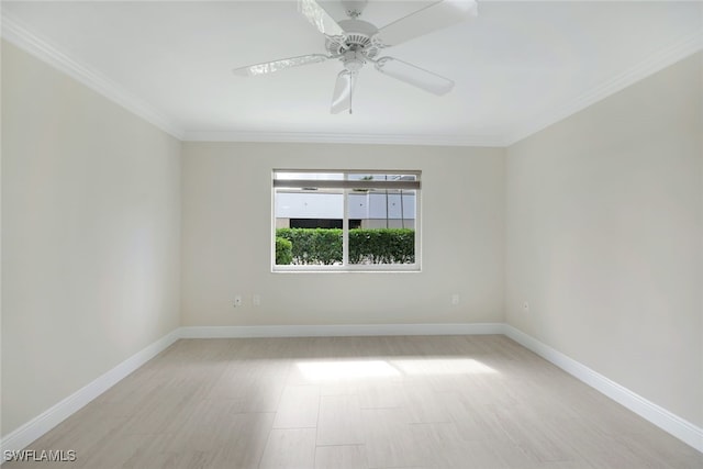 unfurnished room with crown molding and ceiling fan