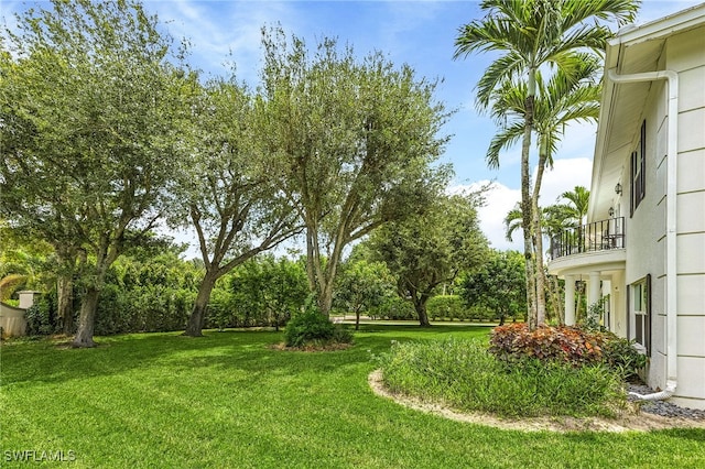 view of yard featuring a balcony