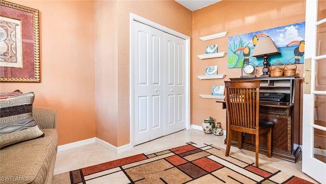 office space featuring tile patterned flooring