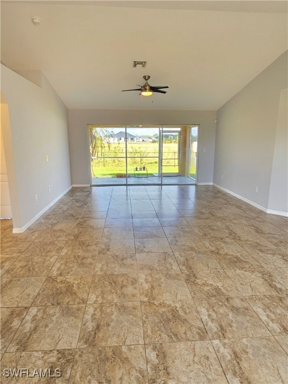 spare room featuring ceiling fan