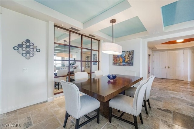 4875 Pelican Colony Blvd Unit 304, Bonita Springs, FL 34134 - dining area with stone tile floors and a tray ceiling
