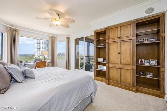 4875 Pelican Colony Blvd Unit 304, Bonita Springs, FL 34134 - bedroom with access to exterior, carpet, and crown molding