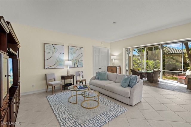 view of tiled living room