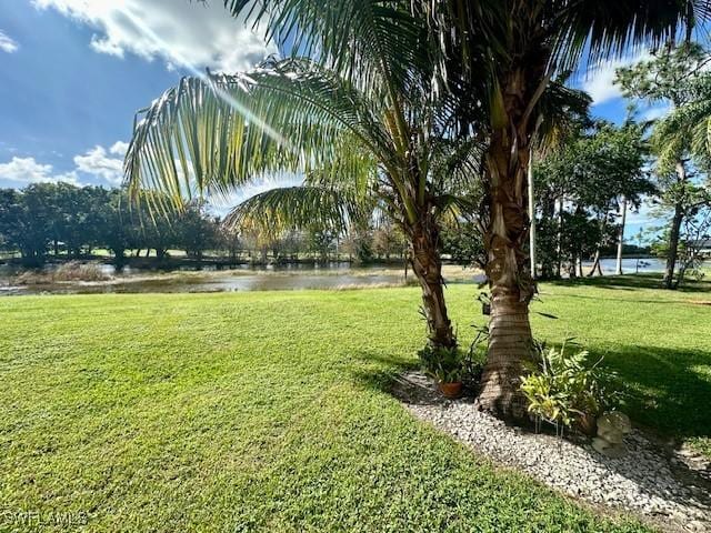 view of yard featuring a water view