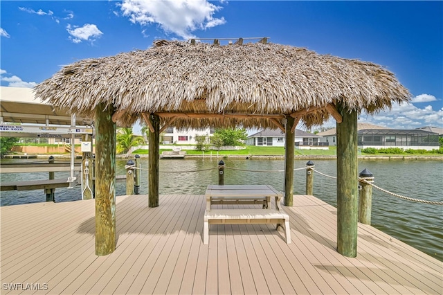 view of dock featuring a water view