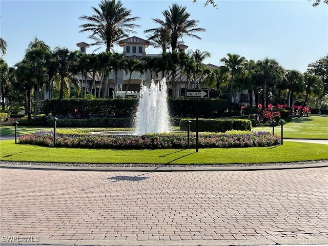 view of home's community with a yard