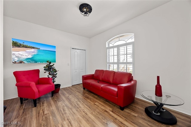 sitting room featuring wood-type flooring