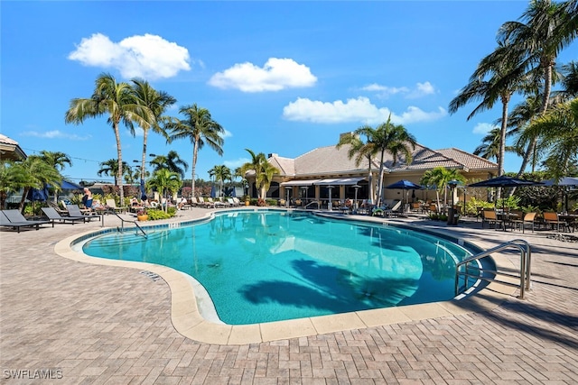 view of pool featuring a patio area