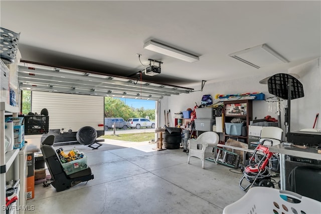 garage with a garage door opener