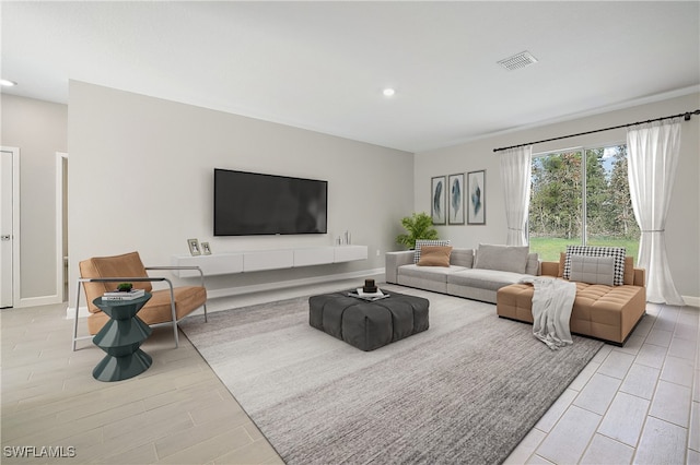 living room featuring light hardwood / wood-style flooring