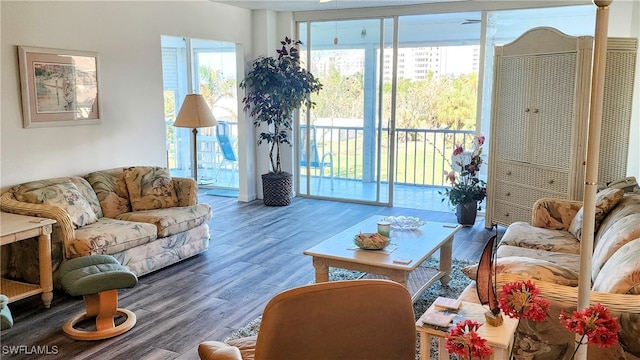 living area featuring wood finished floors