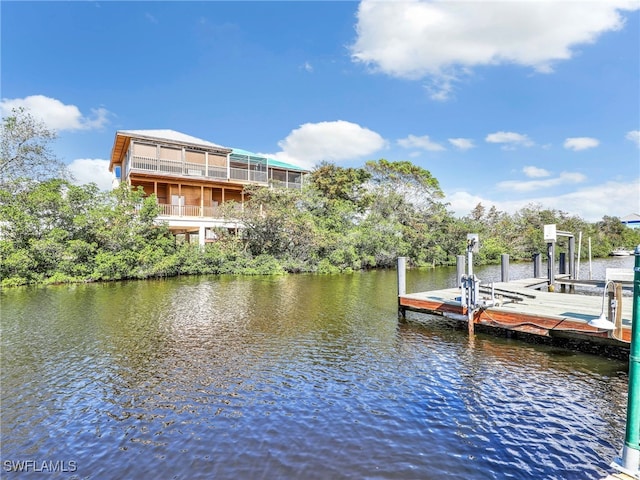 dock area featuring a water view