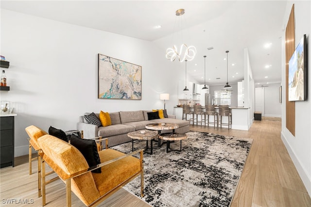 living room featuring light hardwood / wood-style flooring