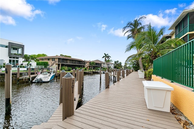 view of dock featuring a water view