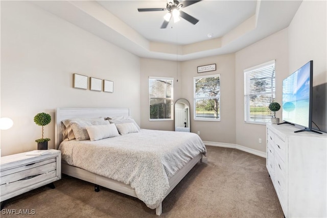 7821 Ashton Rd, Naples, FL 34113 - bedroom featuring carpet floors, ceiling fan, and a tray ceiling