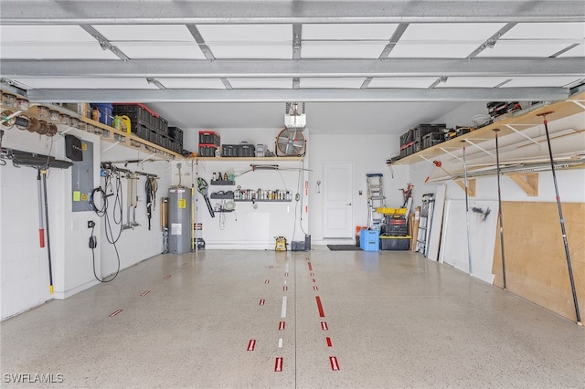 garage with water heater