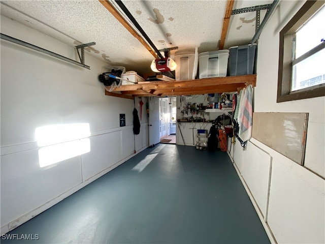 garage with a garage door opener