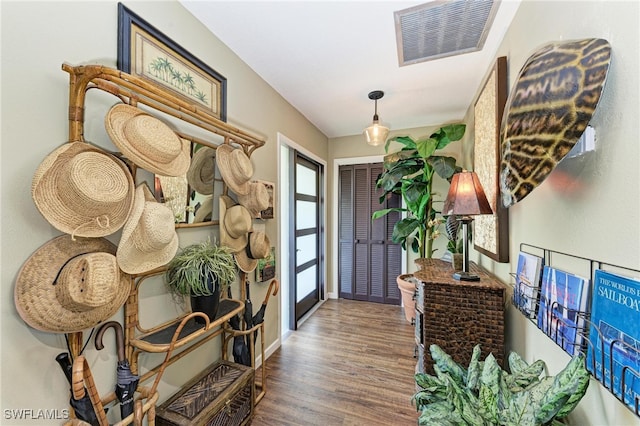 foyer entrance featuring wood-type flooring