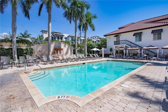 view of pool featuring a patio area