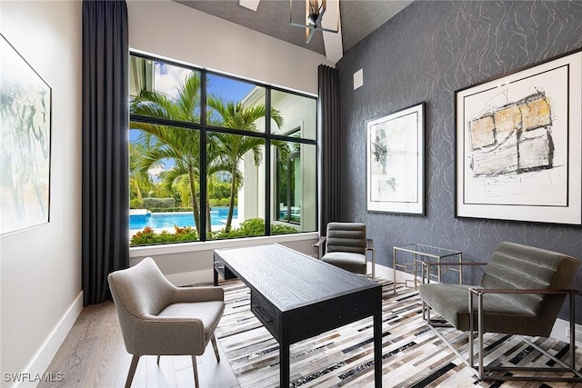 607 Myrtle Rd, Naples, FL 34108 - office with wood finished floors, baseboards, and a ceiling fan