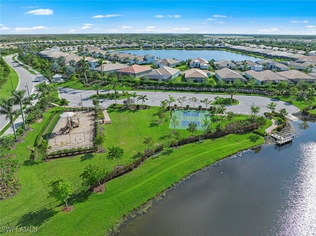 bird's eye view featuring a water view