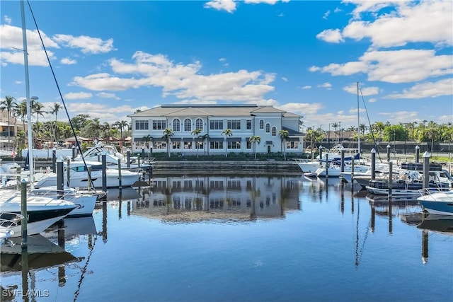 view of dock featuring a water view