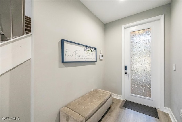 doorway featuring hardwood / wood-style flooring