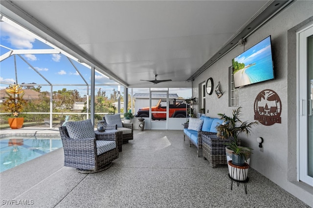 view of patio / terrace with glass enclosure