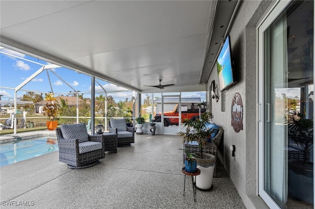 sunroom / solarium with a pool