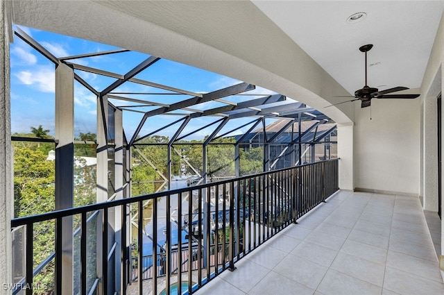 27588 River Reach Dr, Bonita Springs, FL 34134 - balcony with a sunroom and a ceiling fan