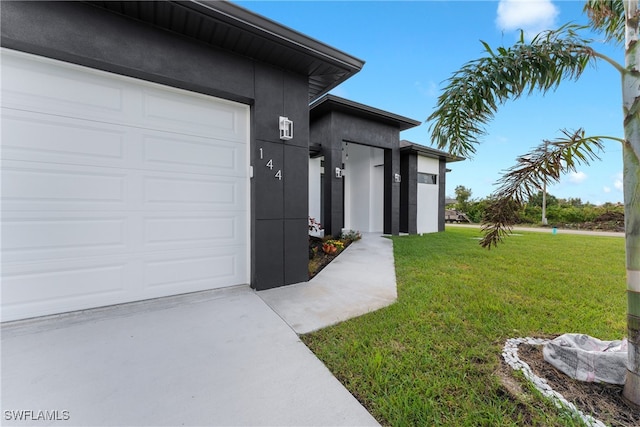 exterior space featuring a garage